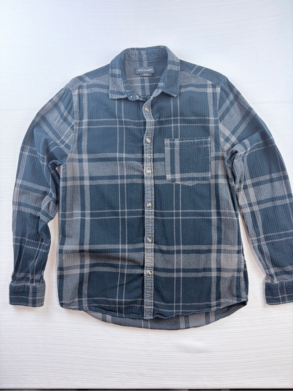 Cotton On Blue Plaid Button-Down Shirt